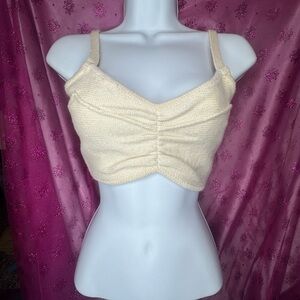NWT Zara Ruched Cream Knit Cami Crop Top